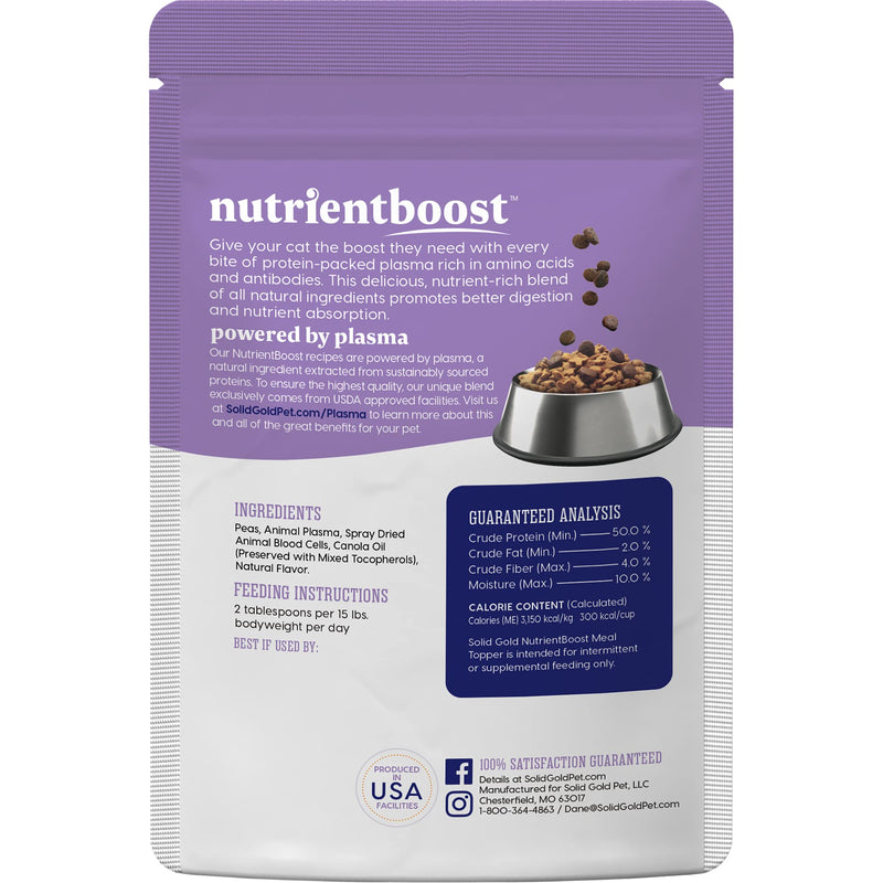 Solid Gold NutrientBoost Meal Topper for Cats - Plasma Infused Food Topper Rich in Vitamins Minerals and Amino Acids - 1 Pound - PawsPlanet Australia