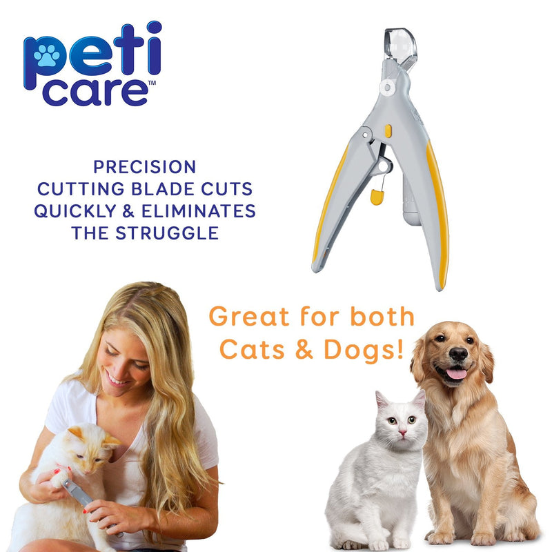 Allstar Innovations PetiCare LED Light Pet Nail Clipper- Great for Trimming Cats & Dogs Nails & Claws, 5X Magnification That Doubles as a Nail Trapper, Quick-Clip, Steal Blades - PawsPlanet Australia