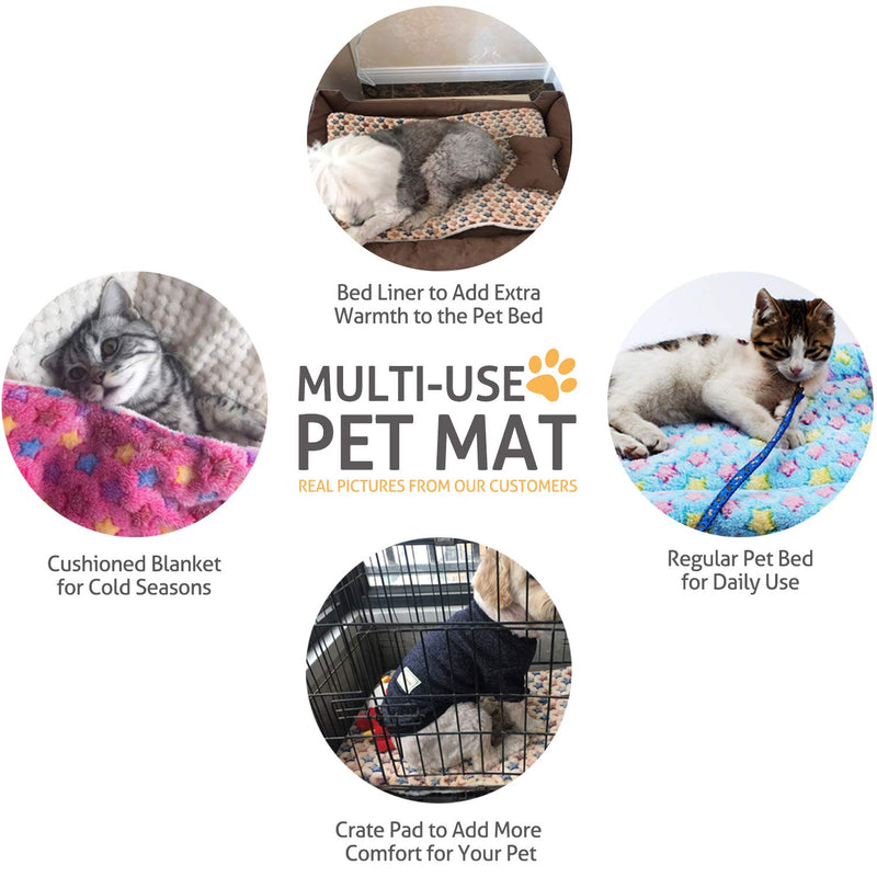 Ultra Soft Pet (Dog/Cat) Bed Mat with Cute Prints | Reversible Fleece Dog Crate Kennel Pad | Machine Washable Pet Bed Liner (X-Small, Brown) X-Small - PawsPlanet Australia