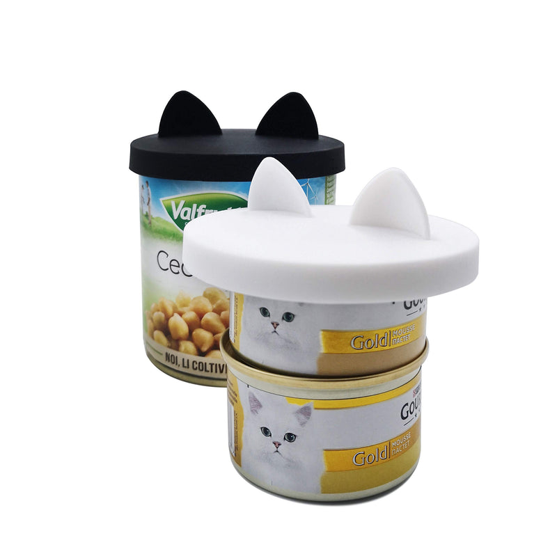 Wingcases 2 Pack Pet Food Can Cover with Ear Design Universal Silicone Cat Dog Food Tin Can Lids 1 Fit 3 Standard Size - PawsPlanet Australia