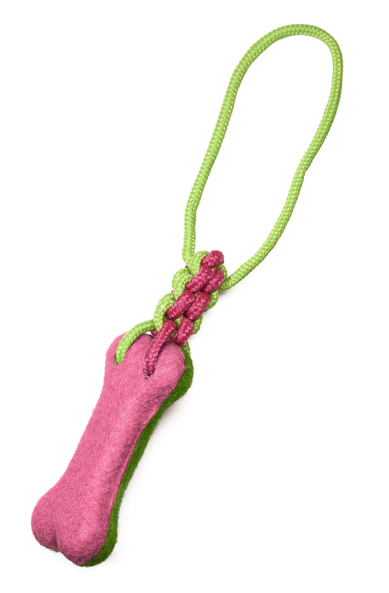 Pistachio Pet Dog Toy - Rope Tug With 5" Rubber Bone - New For Spring 2018! (Pink/Green) Pink/Green - PawsPlanet Australia