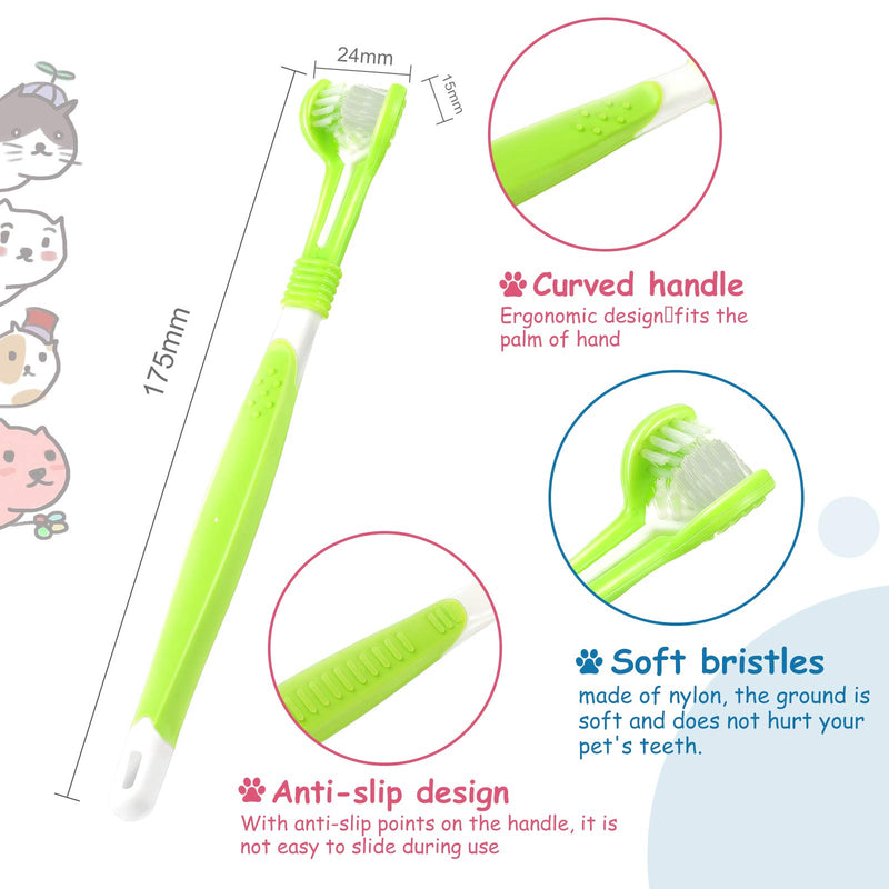 10 Pieces Pet Toothbrush Set, Include 5 Pieces 3-Sided Dog Toothbrush and 5 Pieces Silicone Dog Finger Toothbrush for Small to Large Dogs Cats Maintaining Dental Cleanliness - PawsPlanet Australia