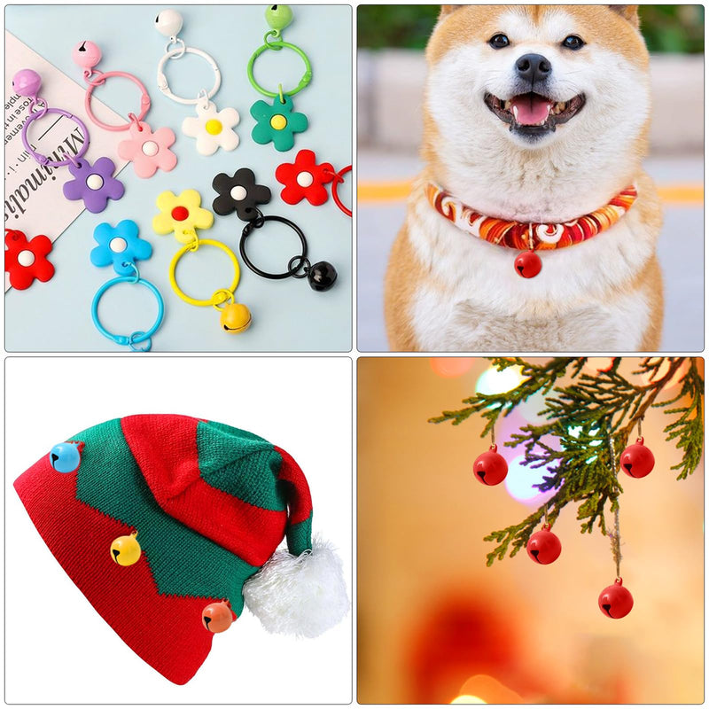 Pack of 60 bells, small bells for crafts, colorful small bells with eyelet, small bells, bell pendant Christmas for DIY jewelry, Christmas pet bells 14 mm - PawsPlanet Australia