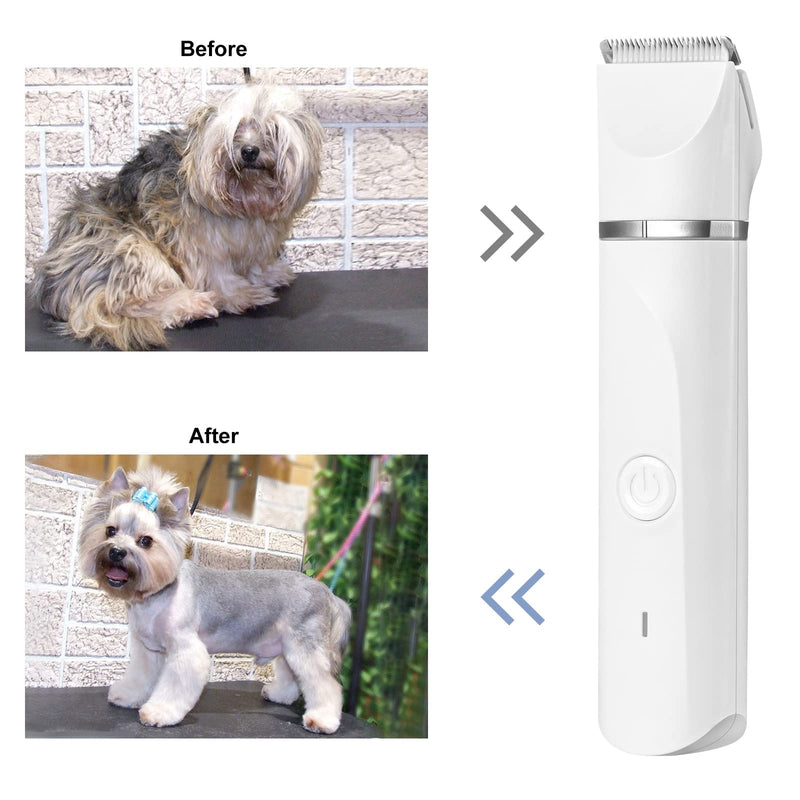 in 1 quiet dog clipper for poodles: IPX7 waterproof dog hair clipper small with 4 sizes trimmer head, rechargeable paw clipper dog for cats, eyes, ears, face, body white - PawsPlanet Australia