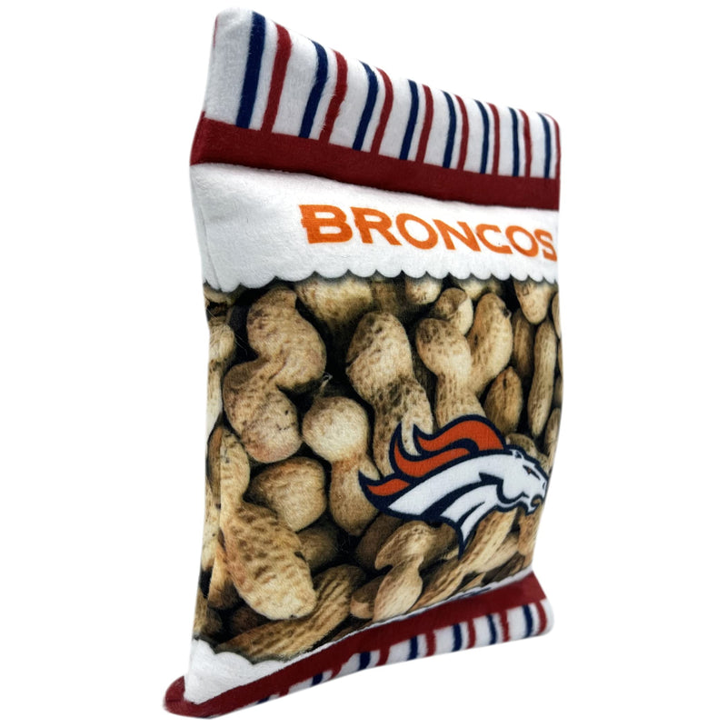 NFL Denver Broncos Crinkle FINE Plush Dog & CAT Squeak Toy - Cutest Stadium Peanuts Snack Plush Toy for Dogs & Cats with Inner Squeaker & Beautiful Baseball Team Name/Logo - PawsPlanet Australia