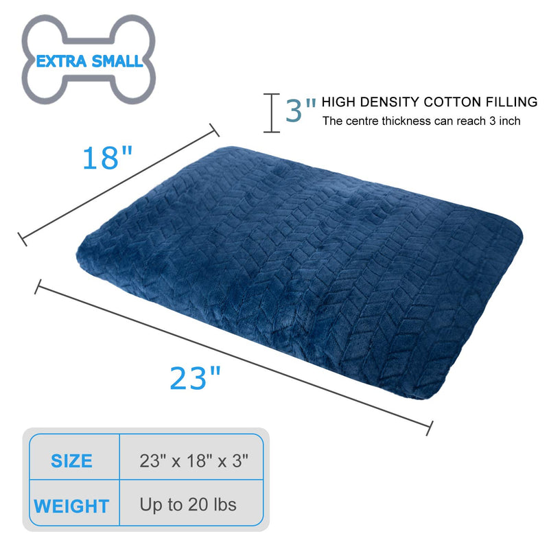 AIPERRO Dog Bed Crate Pad with Removable Washable Cover, Non Slip Soft Orthopedic Plush Pet Sleeping Kennel Cushion Mat for Small Medium Large Dogs and Cats (XS-23 18", Blue) XS-23" * 18" - PawsPlanet Australia