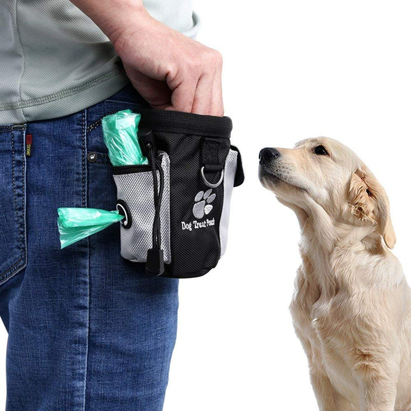 Dog Treat Waist Pouch Bag Hands Free Pet Training Food Storage Bag with Built-in Poop Bag Dispenser (Bag+ Clickers) - PawsPlanet Australia