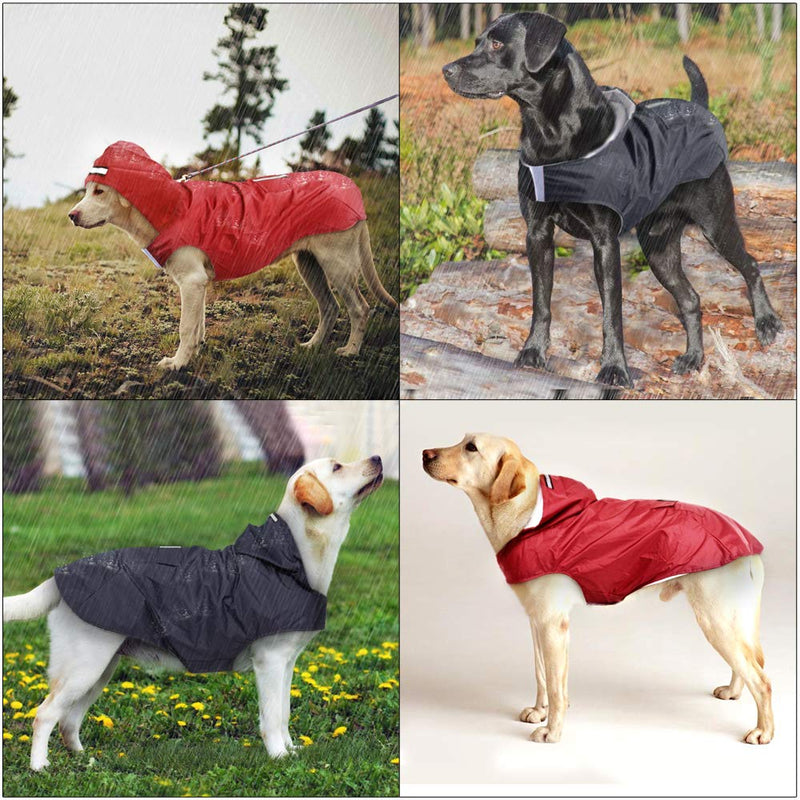 Idepet Dog Raincoat Hoodie with Collar Hole,Waterproof Dog Rain Poncho Reflective Dog Rain Jacket Windproof Hoodies for Small Medium Large Dogs S Black - PawsPlanet Australia