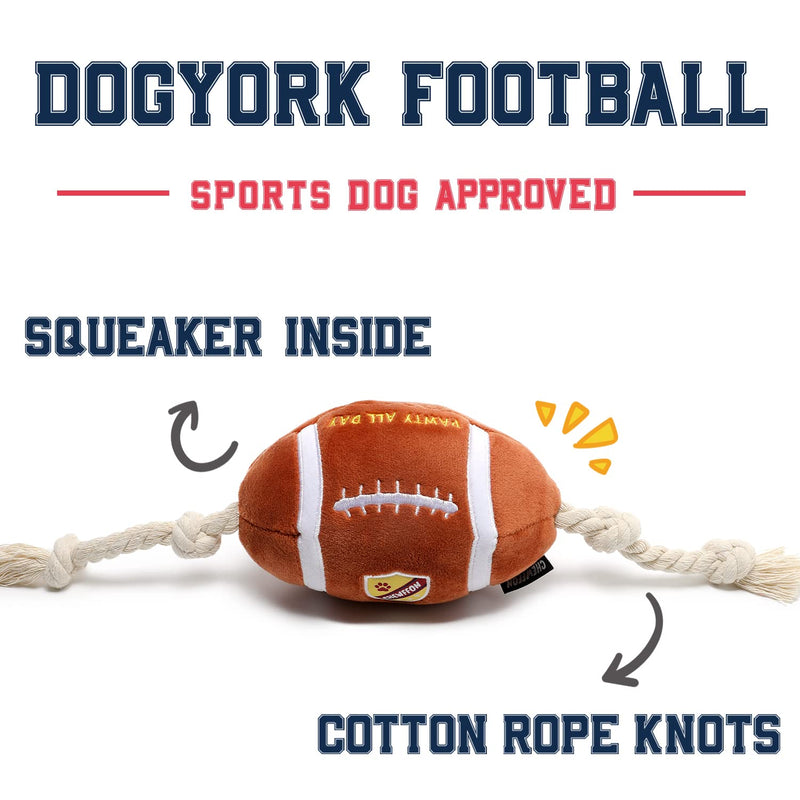 CHEWFFON Dog Toy, Dog Football Toy with Cotton Rope, Dog Balls Squeaky Interactive Chew Toy, Dog Soccer Tug Fetch Toy Outdoor - PawsPlanet Australia