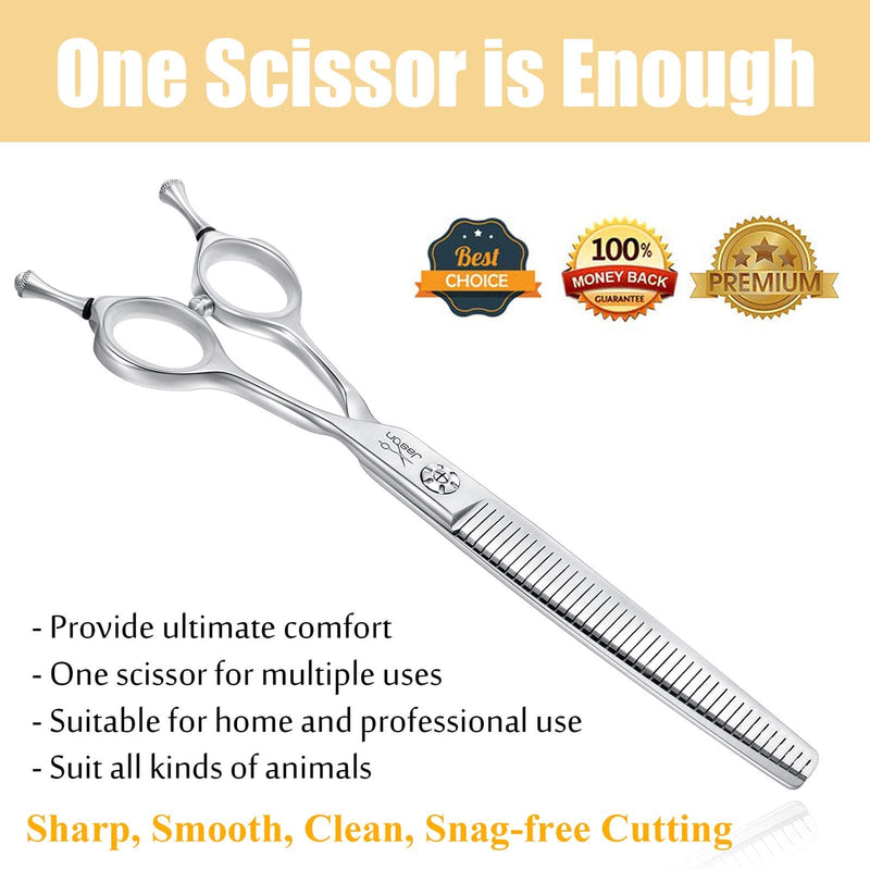 JASON 7" Multipurpose Dog Grooming Scissors, Combines Cutting, Thinning, Blending and Texturizing Features, Reversible Pet Trimming Shears for Right Handed Groomers, JP 440C Silver - PawsPlanet Australia