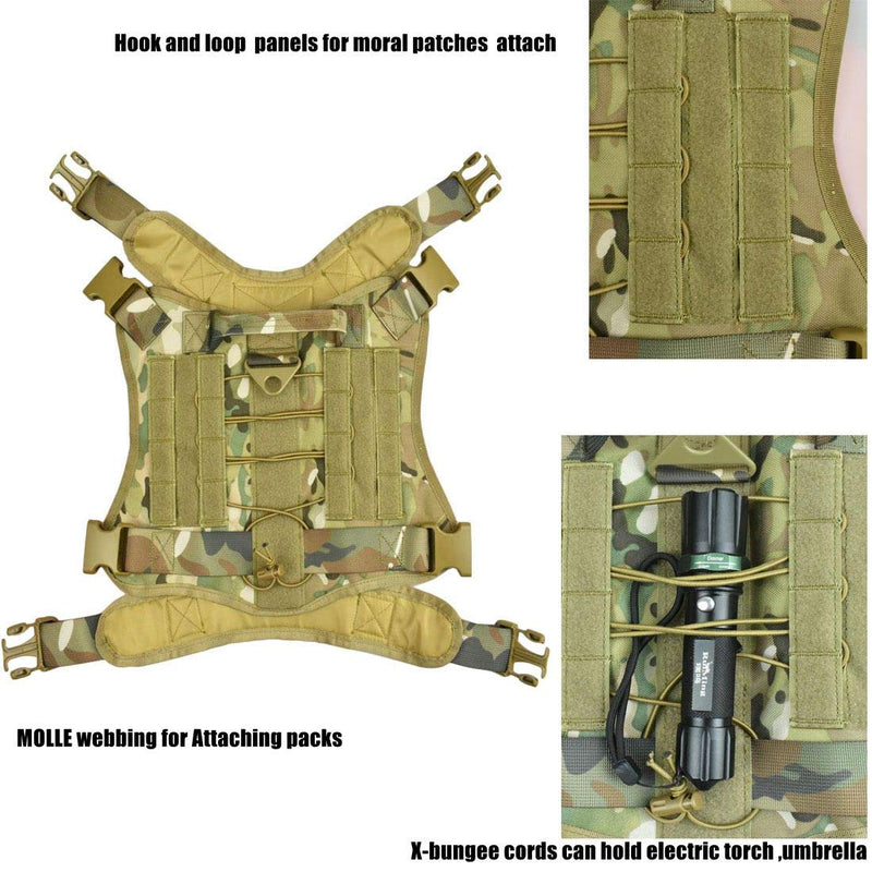 [Australia] - JFFCESTORE Tactical Service Dog Vest Adjustable Training Vest Harness with Detachable Pouches Multicm Medium 