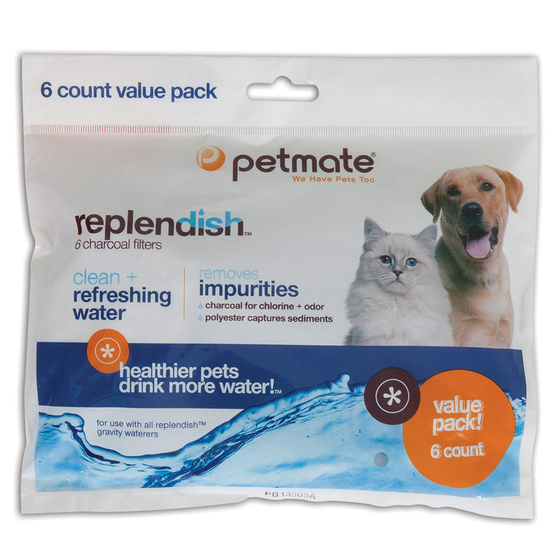Petmate Replendish Charcoal Replacement Filters Control Chlorine 6 Count - PawsPlanet Australia
