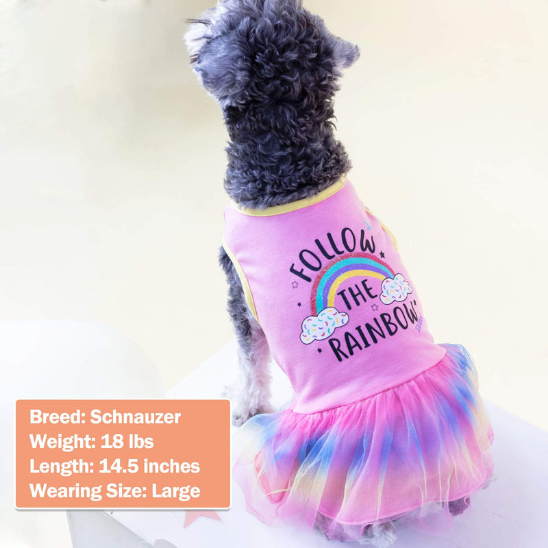 kyeese Dog Dress Glitter Rainbow Dog Skirt for Small Dogs Doggie Sundress Party Birthday Dress Dog Apparel XS (2.5-3.5lbs) - PawsPlanet Australia