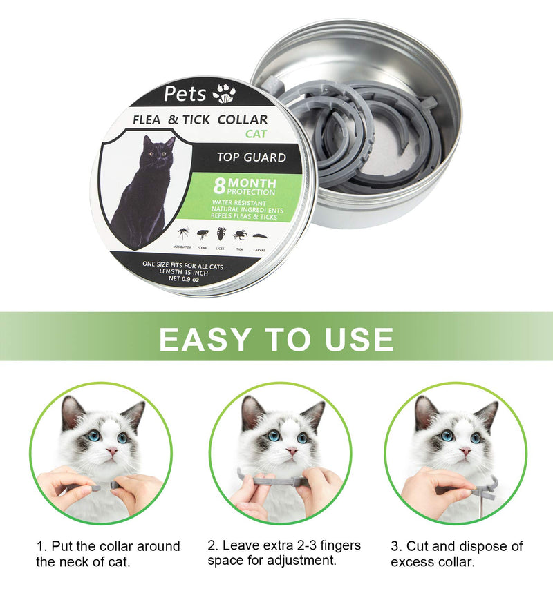 [Australia] - Petsvv 2 Pack Flea Collar for Cats, Lasting Cat Flea Collar, Easy to Repels Fleas & Ticks, Safe and Waterproof 