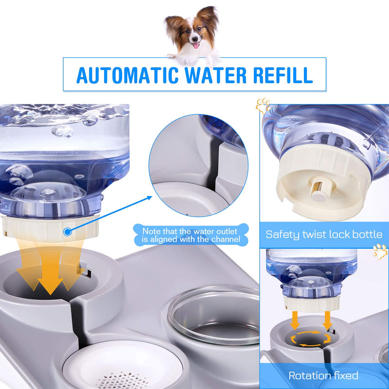 Pet Food Feeder and Automatic Water Dispensers Set, Detachable Dog Feeder Bowl No-Spill Pet Food Water Bowls for Cats and Dog - PawsPlanet Australia