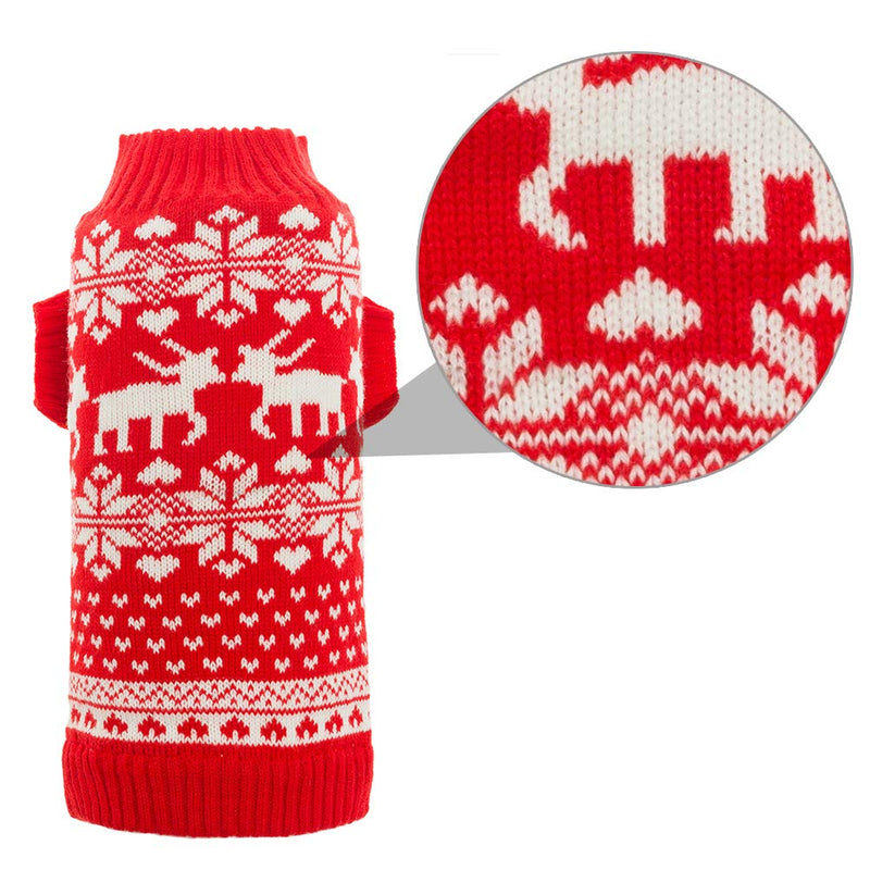 BINGPET Classic Dog Jumpers Red Pet Sweater with Cute Reindeer for Puppy Small S - PawsPlanet Australia