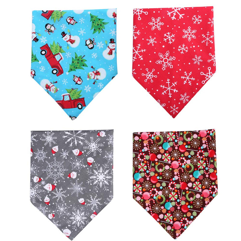 [Australia] - KZHAREEN 4 Pack Christmas Dog Bandana Reversible Triangle Bibs Scarf Accessories for Dogs Cats Pets Small 