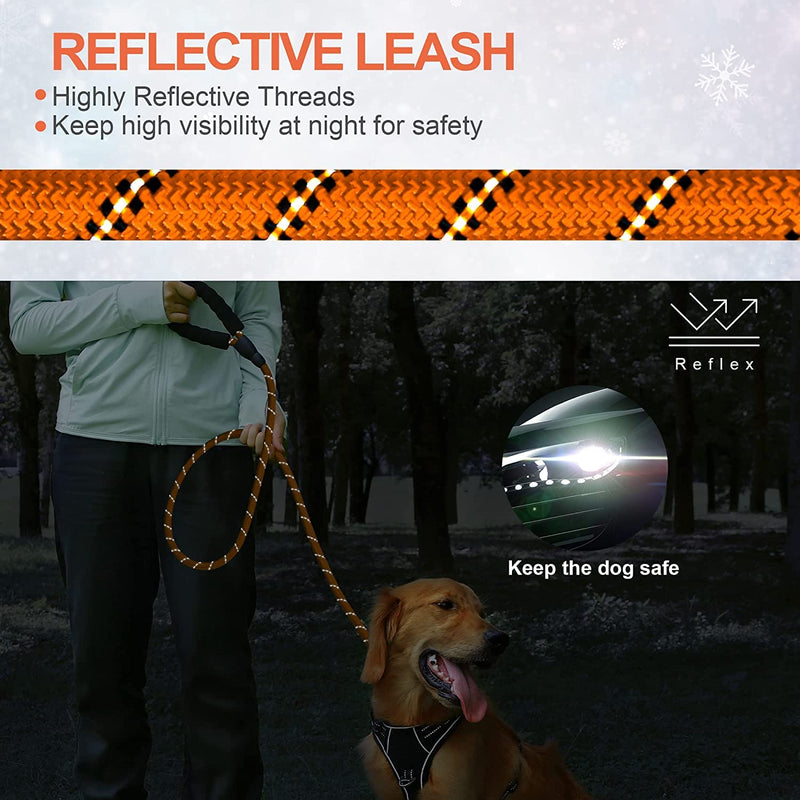 IOKHEIRA drag leash 15 m for dogs, training leash for large to small dogs, dog leash with hand strap, stable 360° carabiner hook, reflectors, orange-0.8 cm - PawsPlanet Australia