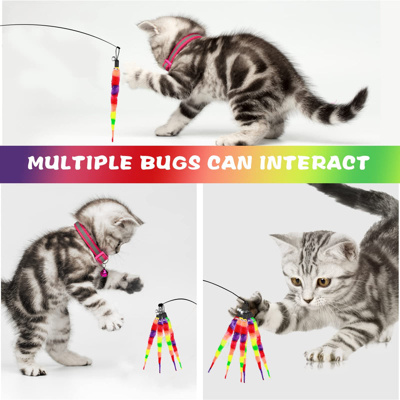 Cobee Cat Toy Worms, Pack of 12 Cat Rainbow Worm Toy Refills Funny Interactive Colorful Fluffy with Bell Cat Chaser Toy Kitten Wand Replacement Toy - PawsPlanet Australia