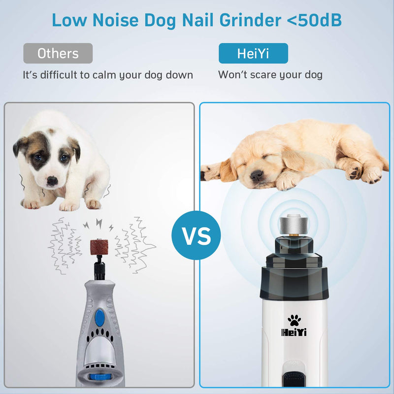 [Australia] - HeiYi Pet Nail Grinder, Low Noise 2 Speed Dog Nail Grinder Pet Nail Trimmer 3 Ports Rechargeable Cordless Painless Paws Grooming & Smoothing for Small Medium Large Dogs & Cats 