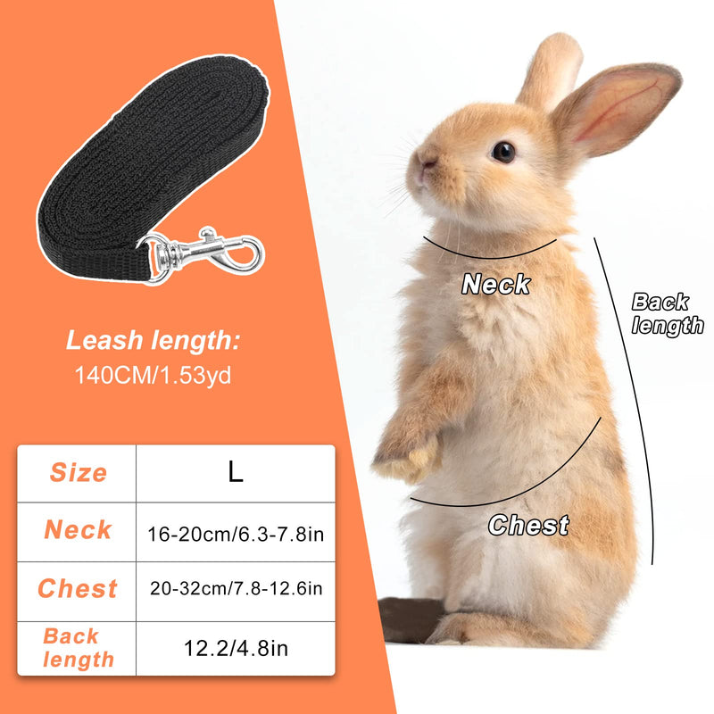 Adjustable Rabbit Harness Leash Soft Harness with Lead for Rabbits Guinea Pigs Harness Rabbit Harness Lead Guinea Pigs Harness Lead Rope for Small Animal Pet Rats Iguana Hamster Ferrets,Size L Black - PawsPlanet Australia