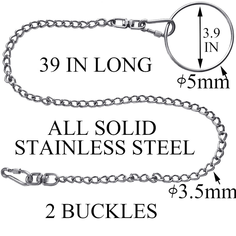 Dog Leashes Stainless Steel Strong Chain Metal Leads Training Leash 3 FT Rope Choke Collar Heavy Duty Chew Proof Pet Link for Large Medium Small Pets with 304 Circle Handle - PawsPlanet Australia