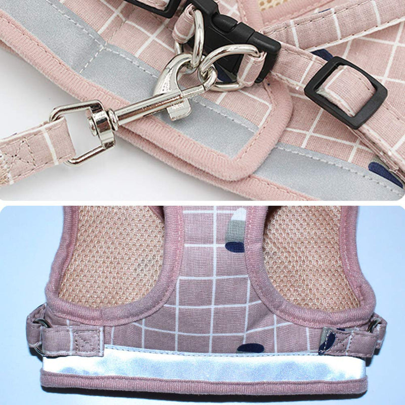 Anlitent Soft Mesh No Pull Dog/Cat Harness and Lead Set for Walking, Escape Proof Dog Vest Harnesses for Puppy Small Animals/Cats, Easy Fit Dog Collar (X-Large, Grid-Pink) X-Large Pink - PawsPlanet Australia