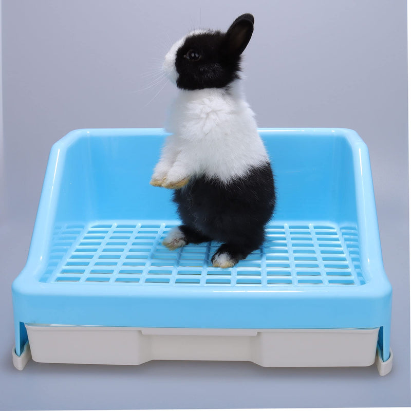 RUBYHOME Rabbit Litter Box with Drawer,Potty Trainer Corner Toilet Litter Bedding Box Bigger Pet Pan for Adult Guinea Pigs, Rabbits, Chinchilla, Galesaur, Ferret, Small Animals, 12 Inches (Blue) Blue - PawsPlanet Australia