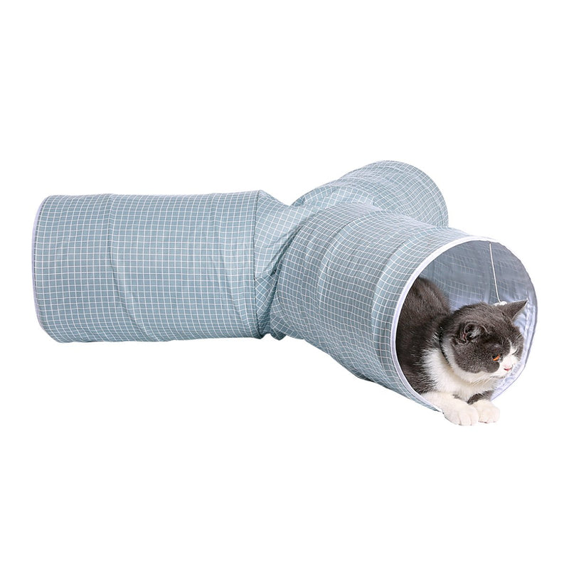 Miss Meow Cat Tunnel Cat Toys- Collapsible 3 Ways Play Toy, Fun for cat, Rabbits,Kittens Blue and White - PawsPlanet Australia