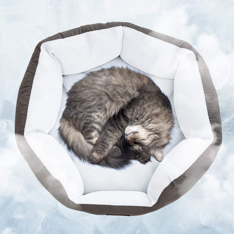 EXQ Home Cooling Dog Bed Summer Cat Beds for Indoor Cats Round Washable Cat Bed with Slip-Resistant Bottom Pet Bed for Small Dogs Small Puppy Bed Brown - PawsPlanet Australia