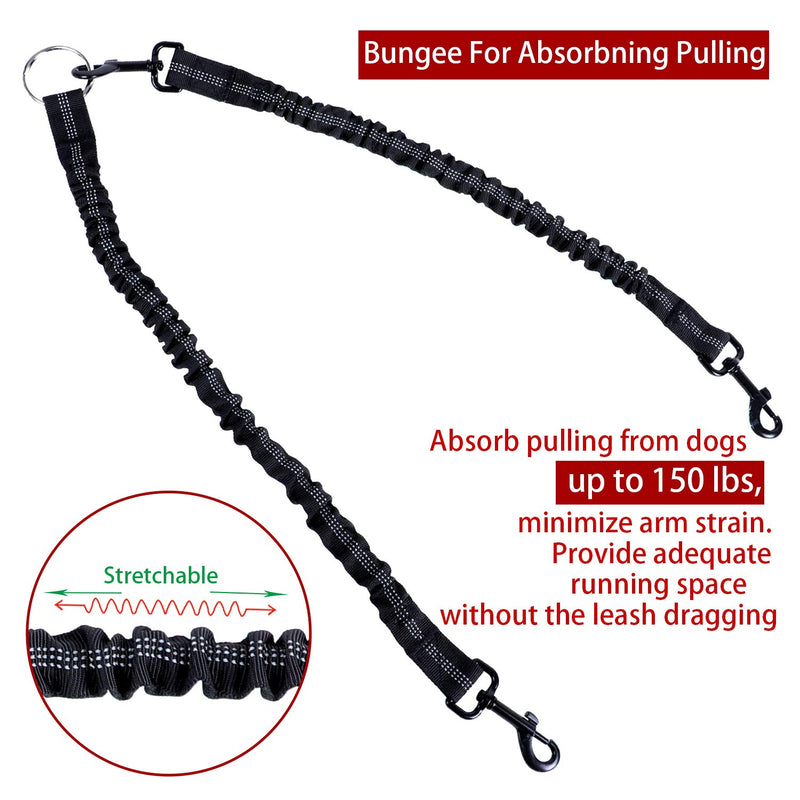 [Australia] - BWilkon Double Dog Leash, 360° Swivel No Tangle Dog Walking Leash for 2 Dogs up to 200lbs, Comfortable Adjustable Dual Padded Handles 