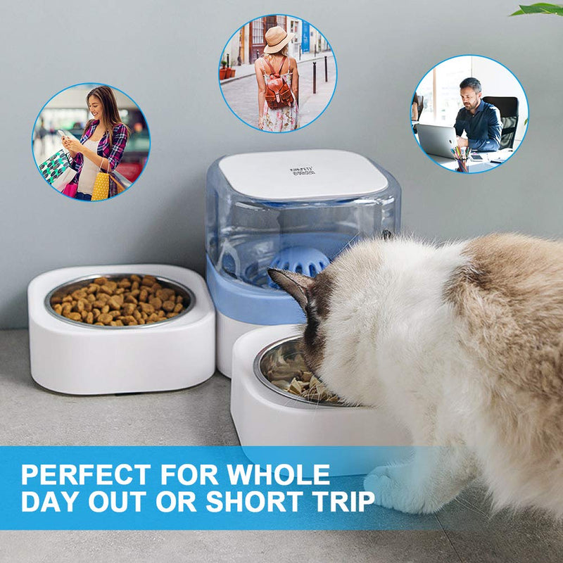 Aytop Cat Water Dispenser, Pet Dog Drinking Fountain Water Drinking Bowl Large Capacity Fountain Stand Water Feeder Dispenser Station Water Supplies with 3 Bowls for Small Medium Dog Cat 1.8 L Blue - PawsPlanet Australia