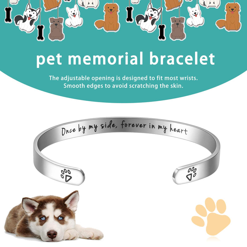 Sureio Pet Memorial Set Includes Pet Memorial Cuff Bracelet Pet Memorial Keychain and Elegant Box Dog Cat Remembrance Loss of Pet Jewelry Sympathy for Pet Lover - PawsPlanet Australia