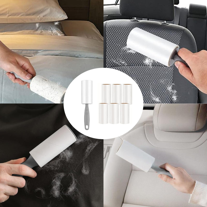Lint Roller 6 Rolls 60 Sheets/Rolls with 1 Dispenser, Extra Sticky Lint Roller Pet Hair Remover, Removing Hair from Clothes, Brush for Pet Hair Clothes Sofa Bed Pet Hair and Carpet - PawsPlanet Australia