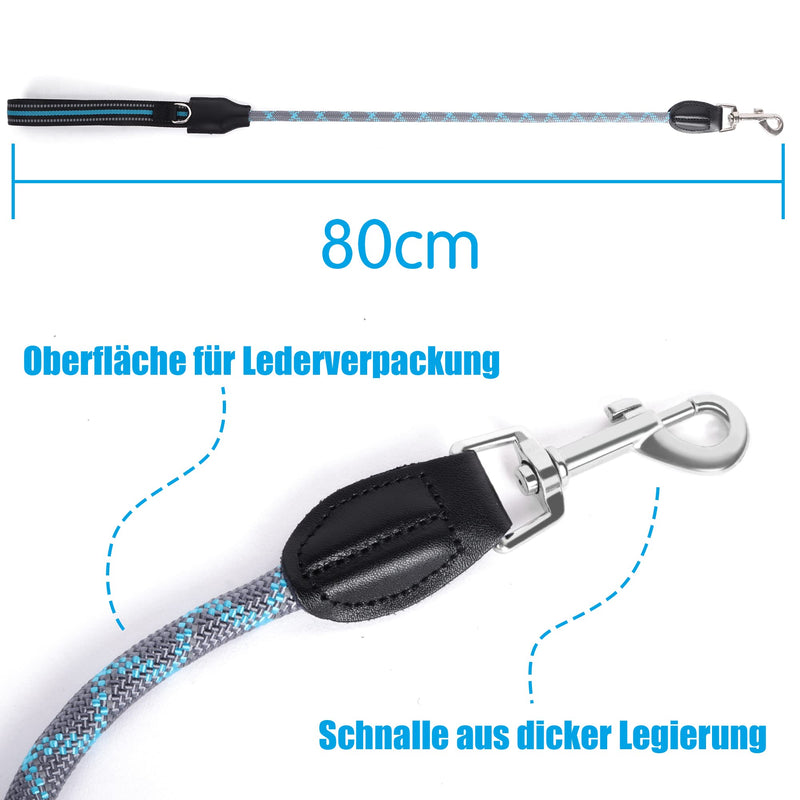 Lollanda Short Dog Lead for Medium Large Dogs, Nylon Dog Lead, 80 cm Training Lead, Dog Lead with Padded Handle, Short Lead Dog Rope, Reflective Dog Lead (Blue) Blue - PawsPlanet Australia