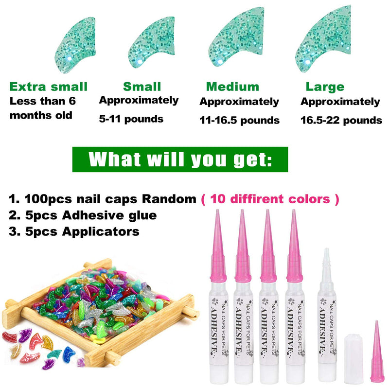 VICTHY 100pcs Cat Nail Caps, Colorful Pet Cat Soft Claws Nail Covers for Cat Claws with Glue and Applicators, 10 Colors/Set Large - PawsPlanet Australia