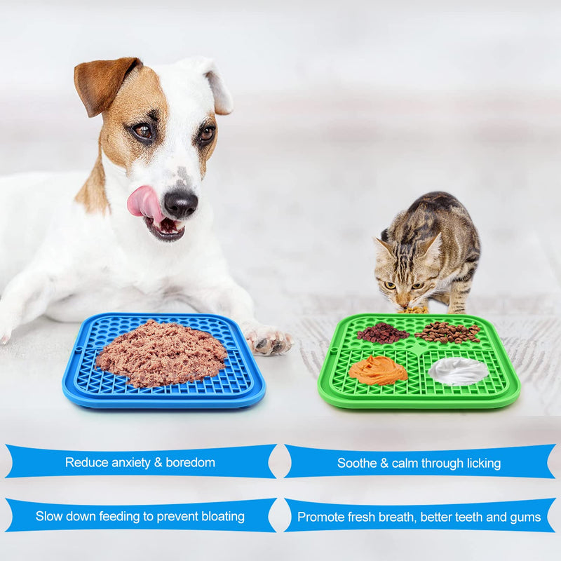 Lick Mat for Dogs/ Cats, CIICII 3Pcs Dog Slow Feeder Licking Mat with Suction Cup (Green Dog Lick Mat + Blue Cat Lick Mat + Orange Spatula) for Dog Treats & Cat Food (Anti-Slip, Food Grade Silicone) Classic Dog Lick Mat - PawsPlanet Australia