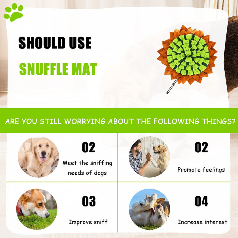 Coomazy Pet Dog Snuffle Mat, Dog Puzzle Toys, Nosework Training Mats, Snuffle Mat for Dog Encourages Natural Pet Foraging Skills for Smell Training/Slow Eating/Stress Relief/Dog Treat Dispenser Roud-50x50cm Green - PawsPlanet Australia