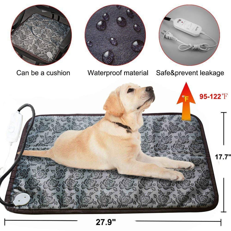 RIOGOO Pet Heating Pad, Dog Cat Electric Heating Pad Waterproof Adjustable Warming Mat with Chew Resistant Steel Cord 71x45cm big heating pad - PawsPlanet Australia