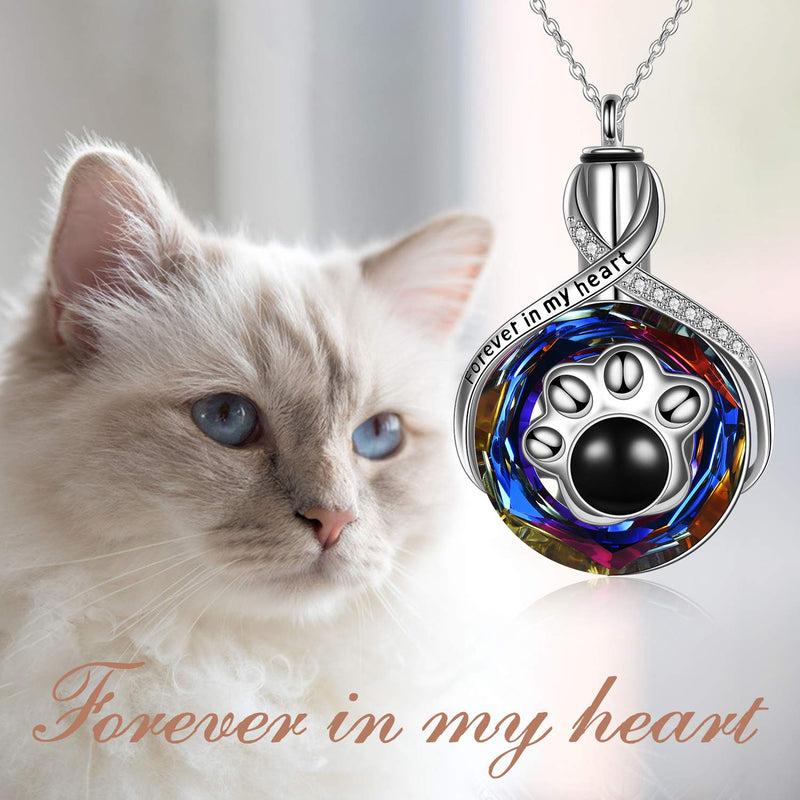 TOUPOP s925 Sterling Silver Urn Necklace Keepsake Ashes Memoorial Locket with Crystal Cremation Jewelry w/Funnel Filler,Engraved'Forever in My heart'on The Pendant Pet Urn Necklace - PawsPlanet Australia