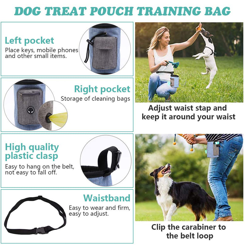 minghaoyuan Dog Treat Pouch Bag, Portable Pet Training Pouch Hands-Free with Adjustable Waistband, Dog Food Storage Bag for Walking Travelling Hiking or Outdoor Use (Blue) Blue - PawsPlanet Australia