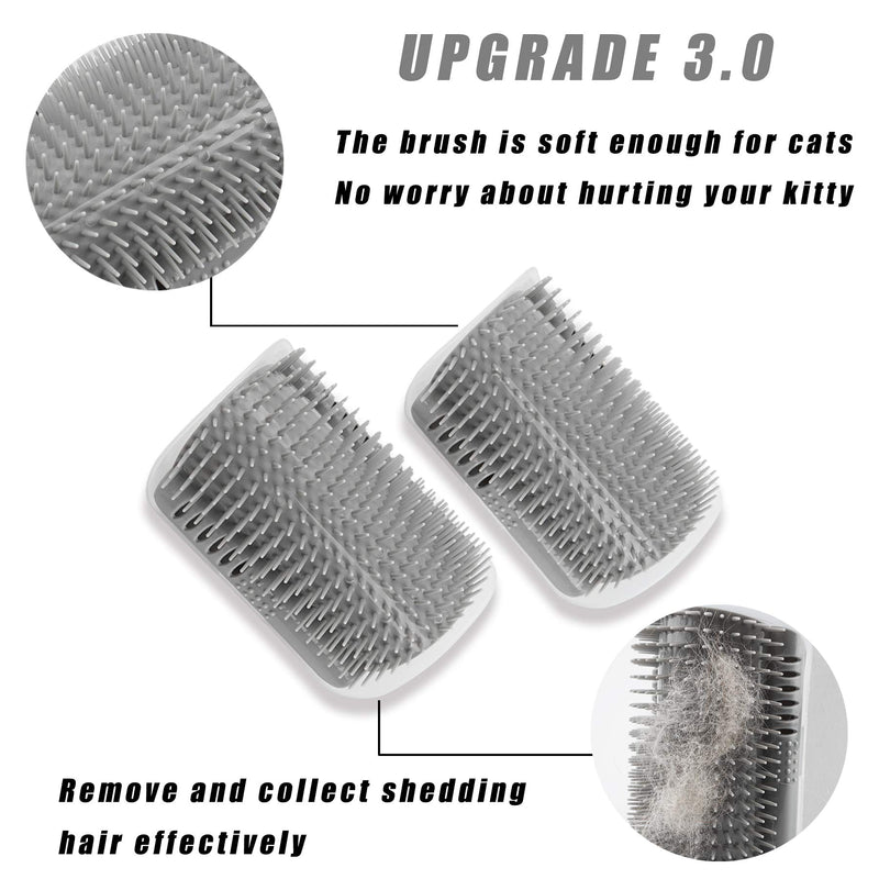 [Australia] - Cat Self Groomer, 2 Pack Cat Self Groomer Brush, Cat Face Scratcher, Cat Self Groomer Wall Corner, Cat Corner Groomer, Corner Cat Groomer, Cat Self Grooming Wall Massage Brush, Best Gift for Pet Grey 