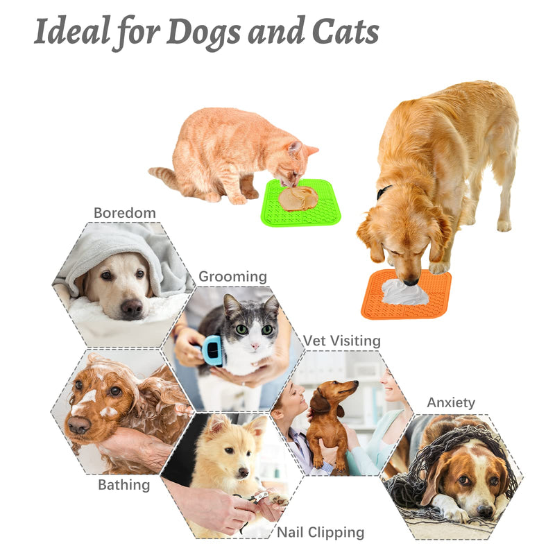 MateeyLife 3PCS Large Licking Mat for Dogs and Cats, Lick Mats with Suction Cups for Dog Anxiety Relief, Cat Lick Pad, Dog Enrichment Toys for Boredom Reducer, Dog Treat Mat for Bathing Grooming. Blue&Green&Orange - PawsPlanet Australia