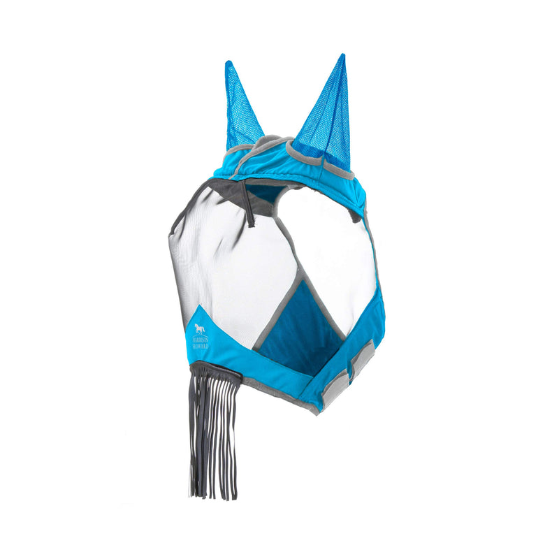 Harrison Howard CareMaster Horse Fly mask with Ears and Nose Fringe Fly Protector Defender Mask Voodoo Blue Cob (Medium) - PawsPlanet Australia