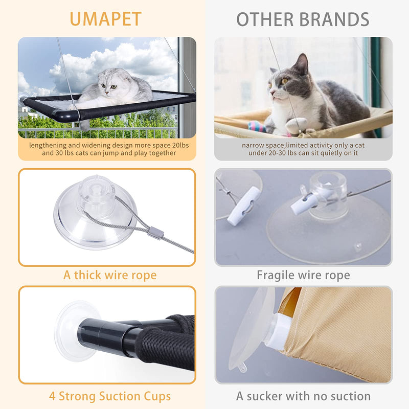 UMAPet Cat Hammock,Cat Window Perch,Cat Bed with Flannel - 2021 Latest Screw Suction Cups can Holds Cats Weightedup to 50lb - PawsPlanet Australia