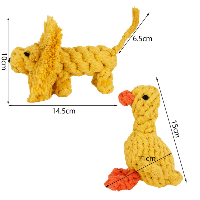 FANTESI 2 Pack Dog Rope Toys, Pet Puppy Rope Chew Toys Teeth Dogs Treats Toys Dogs Ball Knot Training toy for Small Middle Dog (Duck, Lion) - PawsPlanet Australia