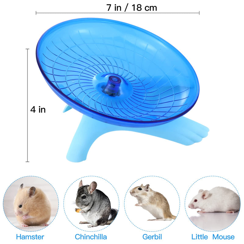 Nanaborn Flying Saucer Hamster Wheel Silent Spinner 18cm Quiet Exercise Runner for Cage Dwarf Animal Small Rat (Blue) - PawsPlanet Australia