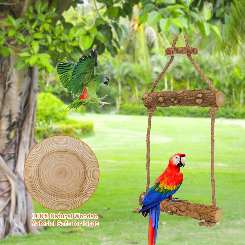 Yideng Bird Stand Toy, Natural Wooden Bird Swing Toys with Hanging Hook Durable Bird Parrot Swing Relaxing Place for Bird Wooden Bird Swings, Bird Hammock Swing Toy for Small Chicken Parrot Training - PawsPlanet Australia