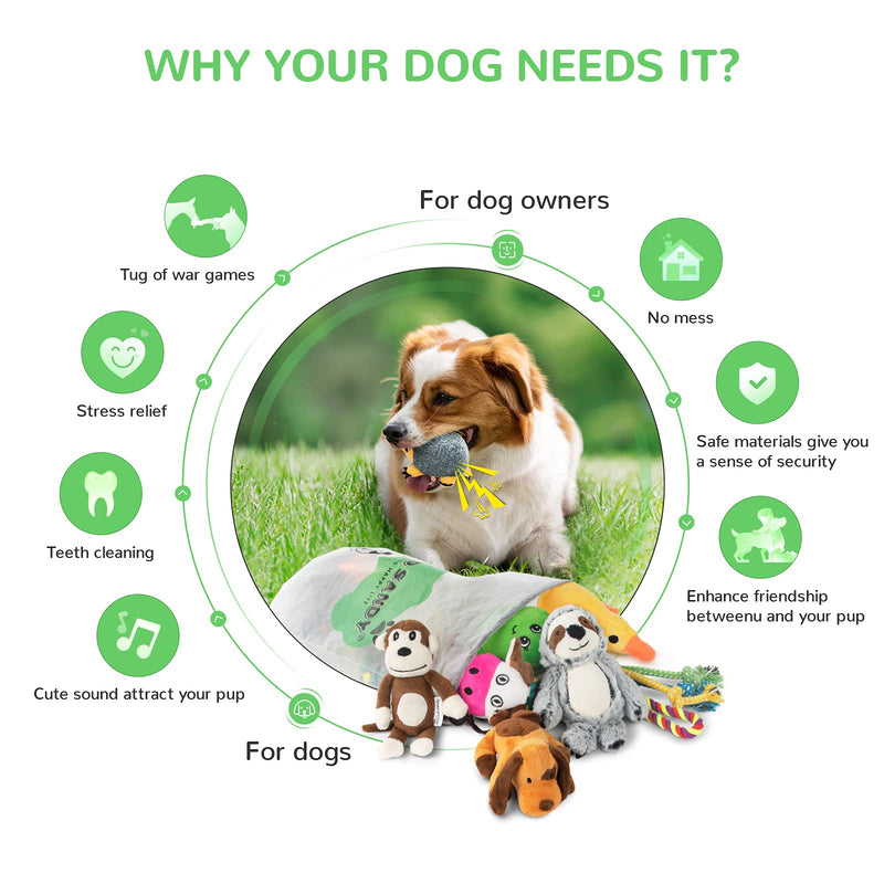 Dog Squeaky Toys for Small Dogs, 12 Pack Puppy Toys for Teething Cute Small Dog Toys Stuffed Plush Dog Toy Bundle Natural Cotton Puppy Rope Toy Dog Chew Toys for Puppies Pet Toys for Dogs - PawsPlanet Australia