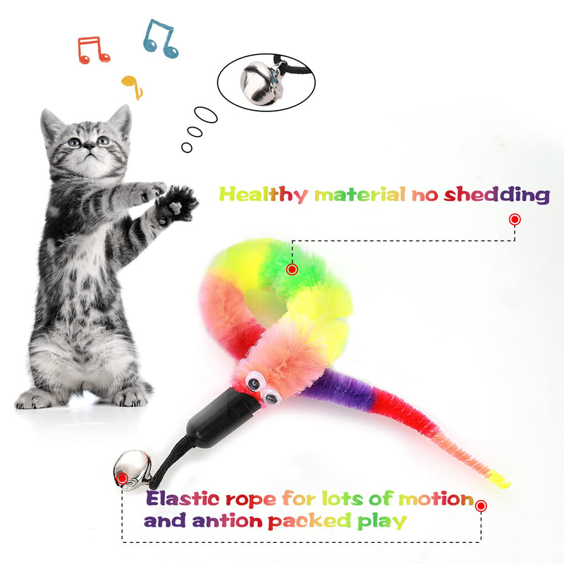 Cobee Cat Toy Worms, Pack of 12 Cat Rainbow Worm Toy Refills Funny Interactive Colorful Fluffy with Bell Cat Chaser Toy Kitten Wand Replacement Toy - PawsPlanet Australia